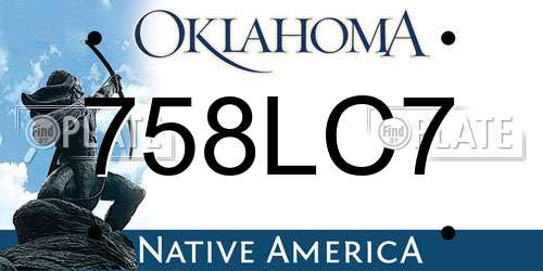 758LC7 Oklahoma License Plate