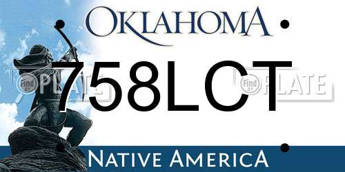 758LCT Oklahoma License Plate