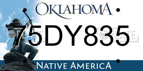 75DY835 Oklahoma License Plate