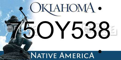75OY538 Oklahoma License Plate