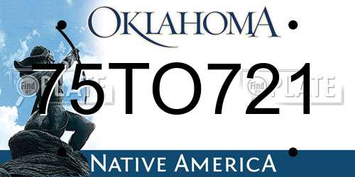 75TO721 Oklahoma License Plate