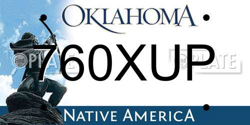 760XUP Oklahoma License Plate