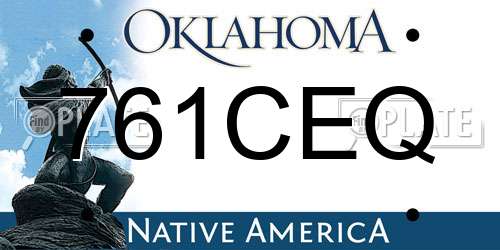 761CEQ Oklahoma License Plate