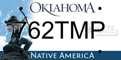 762TMP Oklahoma License Plate