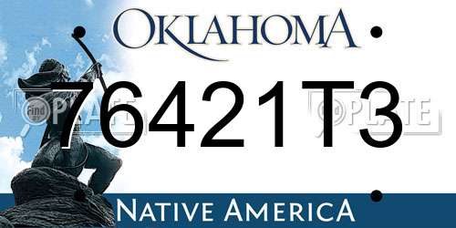 76421T3 Oklahoma License Plate