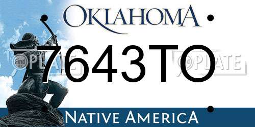 7643TO Oklahoma License Plate