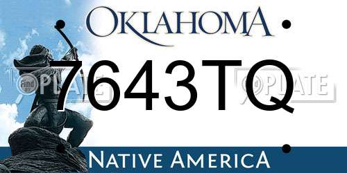 7643TQ Oklahoma License Plate
