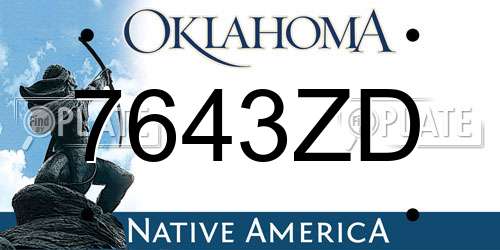 7643ZD Oklahoma License Plate