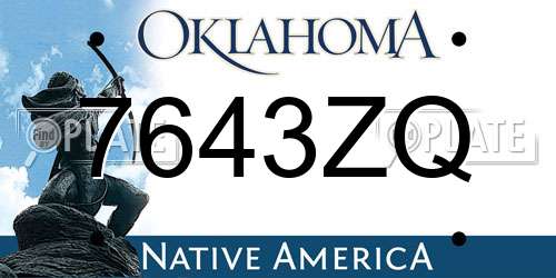7643ZQ Oklahoma License Plate