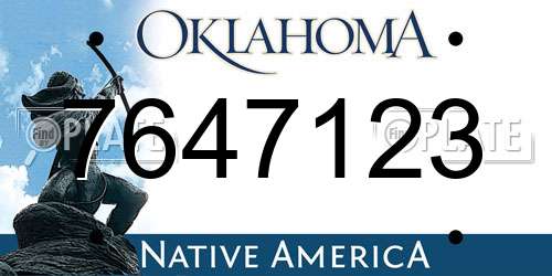 7647123 Oklahoma License Plate