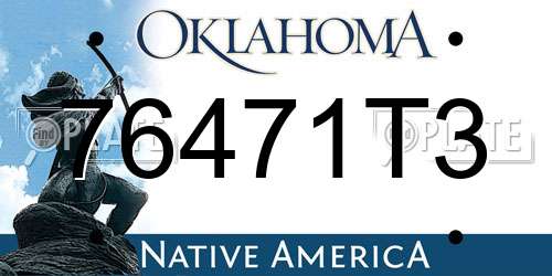 76471T3 Oklahoma License Plate