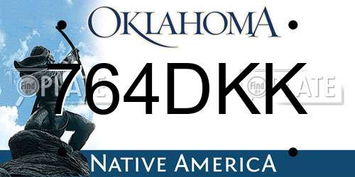 764DKK Oklahoma License Plate
