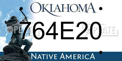 764E20 Oklahoma License Plate