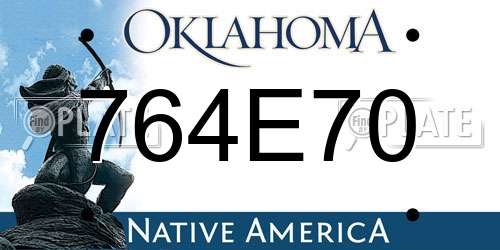 764E70 Oklahoma License Plate