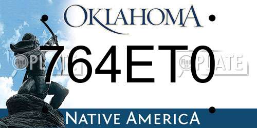 764ET0 Oklahoma License Plate