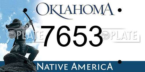 7653 Oklahoma License Plate