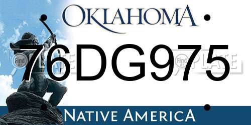 76DG975 Oklahoma License Plate