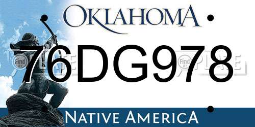 76DG978 Oklahoma License Plate