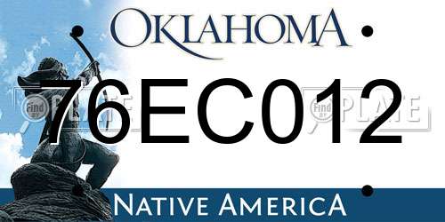 76EC012 Oklahoma License Plate