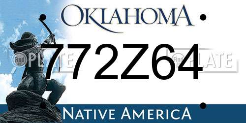 772Z64 Oklahoma License Plate