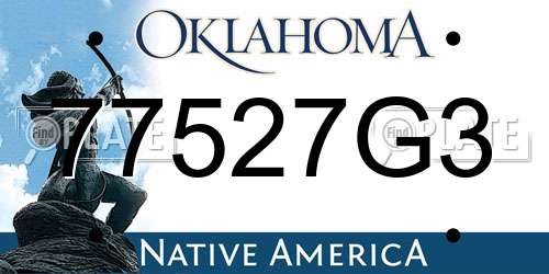 77527G3 Oklahoma License Plate