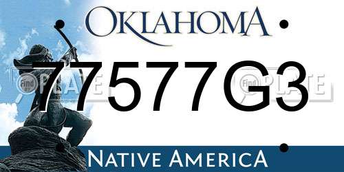 77577G3 Oklahoma License Plate