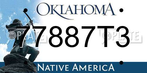 77887T3 Oklahoma License Plate