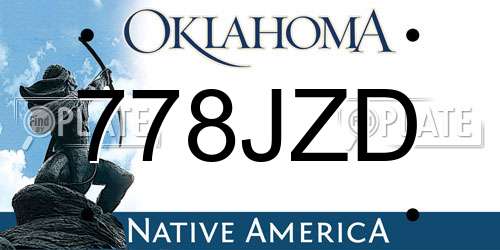 778JZD Oklahoma License Plate