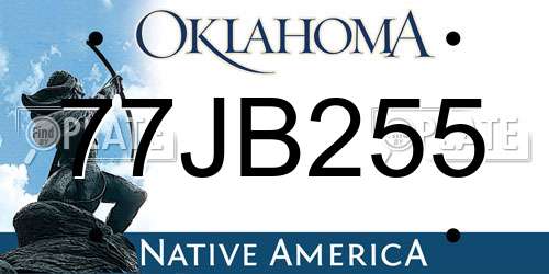 77JB255 Oklahoma License Plate