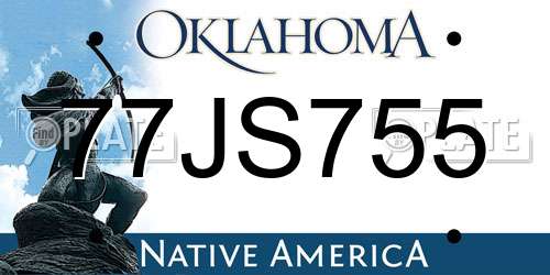 77JS755 Oklahoma License Plate