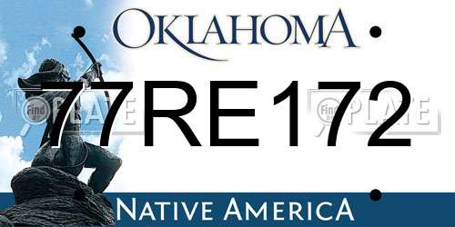 77RE172 Oklahoma License Plate