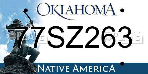 77SZ263 Oklahoma License Plate