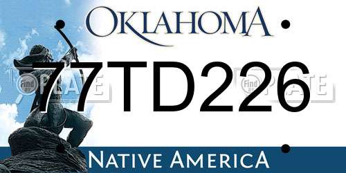 77TD226 Oklahoma License Plate