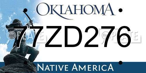 77ZD276 Oklahoma License Plate