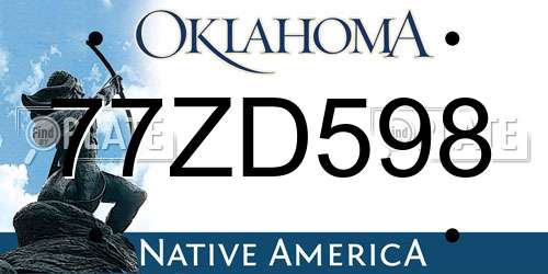 77ZD598 Oklahoma License Plate