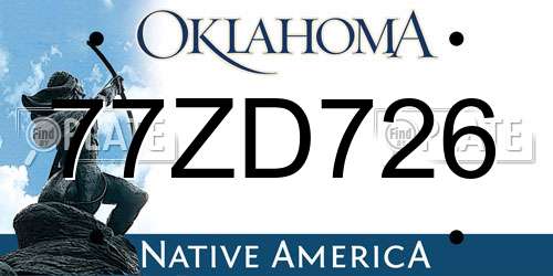 77ZD726 Oklahoma License Plate