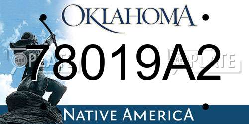 78019A2 Oklahoma License Plate