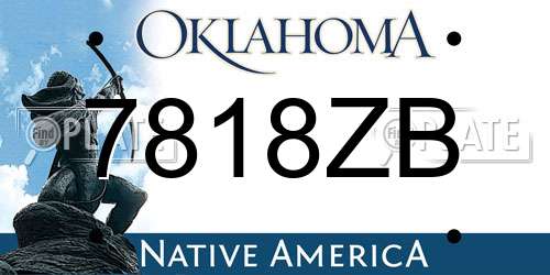 7818ZB Oklahoma License Plate