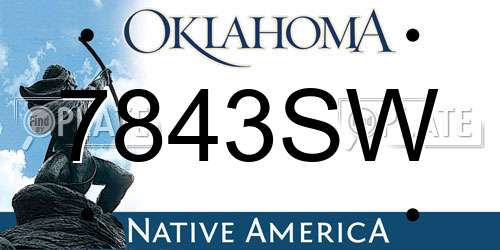 7843SW Oklahoma License Plate