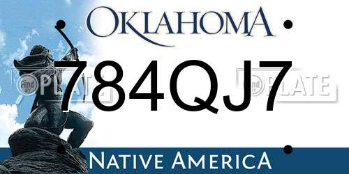 784QJ7 Oklahoma License Plate