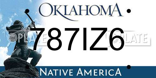 787IZ6 Oklahoma License Plate