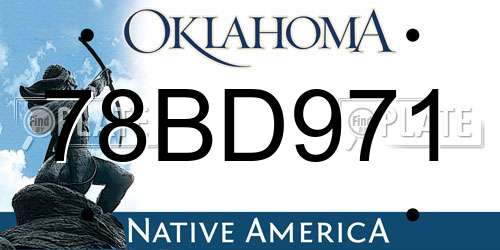78BD971 Oklahoma License Plate
