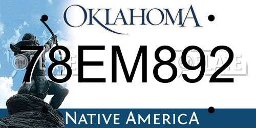 78EM892 Oklahoma License Plate