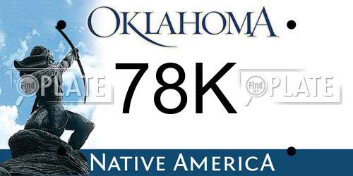78K Oklahoma License Plate