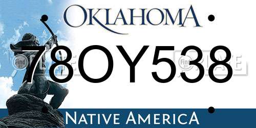 78OY538 Oklahoma License Plate