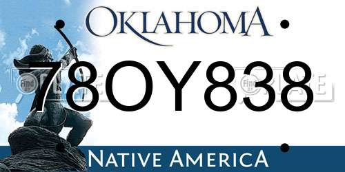 78OY838 Oklahoma License Plate