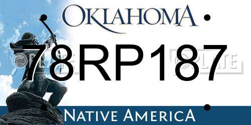 78RP187 Oklahoma License Plate
