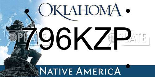796KZP Oklahoma License Plate