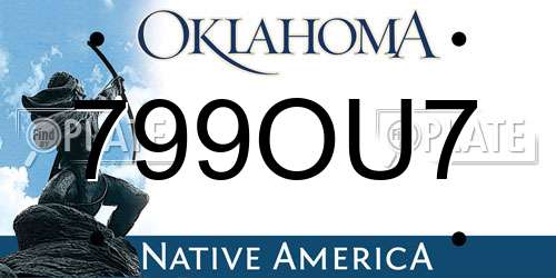 799OU7 Oklahoma License Plate