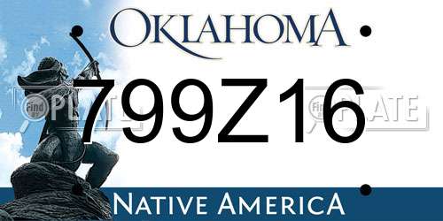 799Z16 Oklahoma License Plate
